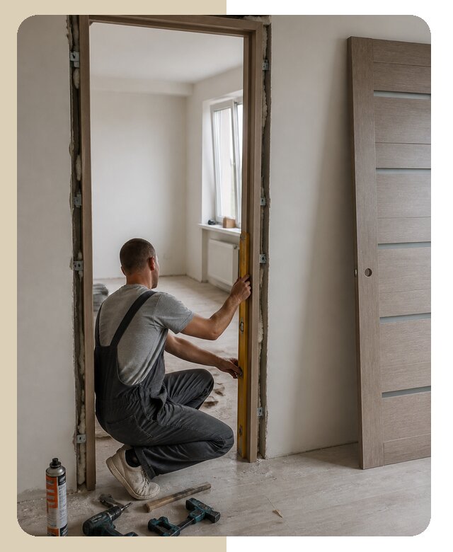 Профессиональная установка распашной межкомнатной двери в Дмитрах